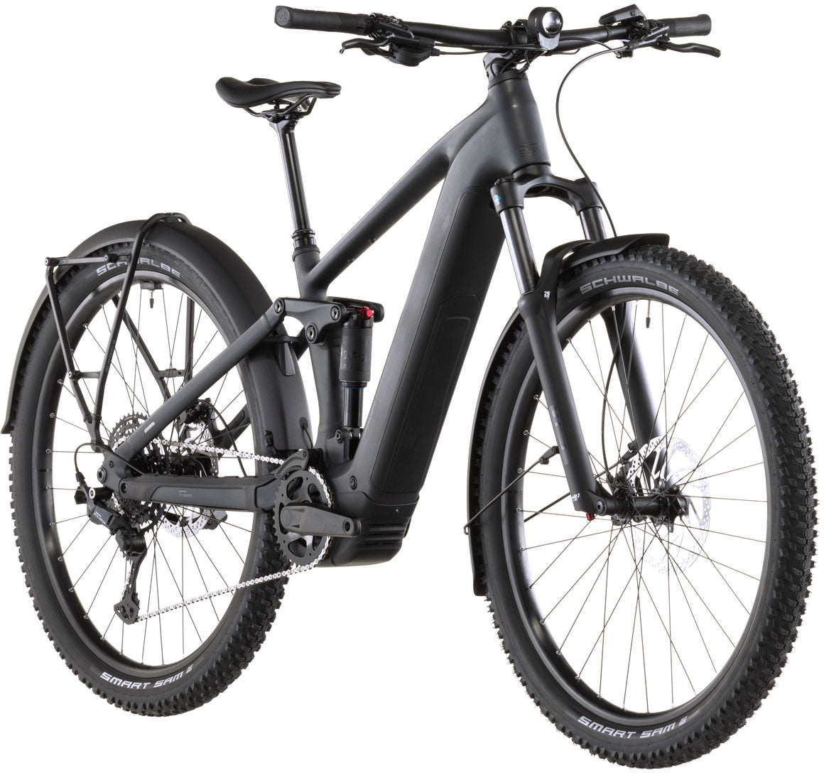 2026 Cube Stereo Hybrid ONE22 PRO 800 FE Electric Full Suspension Mountain Bike In Night & Chrome