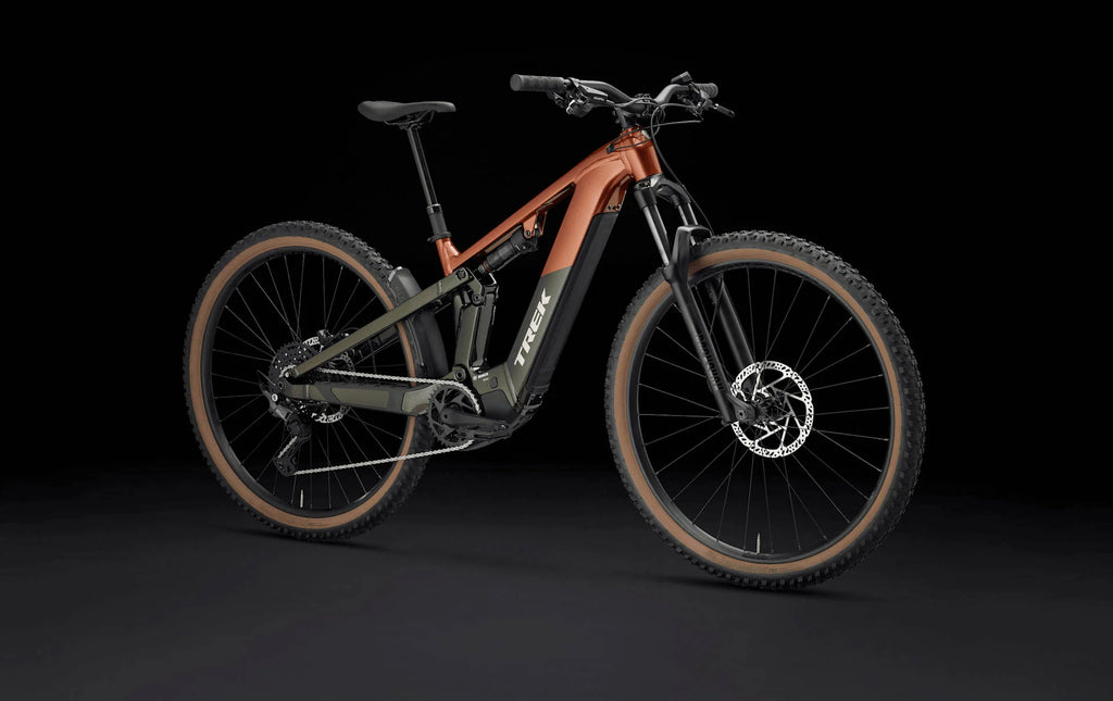 2026 Trek Powerfly FS+ 4 Gen 4 600Wh Electric Full Suspension MTB In Pennyflake & Black Olive