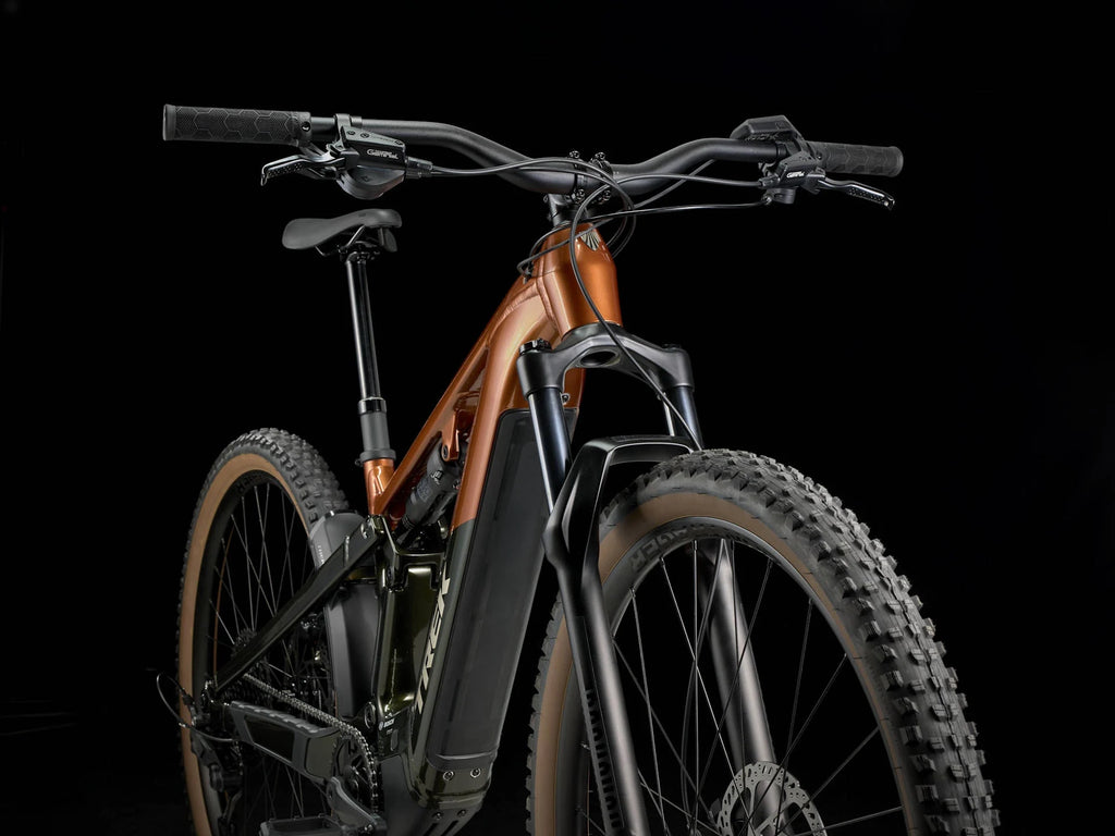 2026 Trek Powerfly FS+ 4 Gen 4 600Wh Electric Full Suspension MTB In Pennyflake & Black Olive