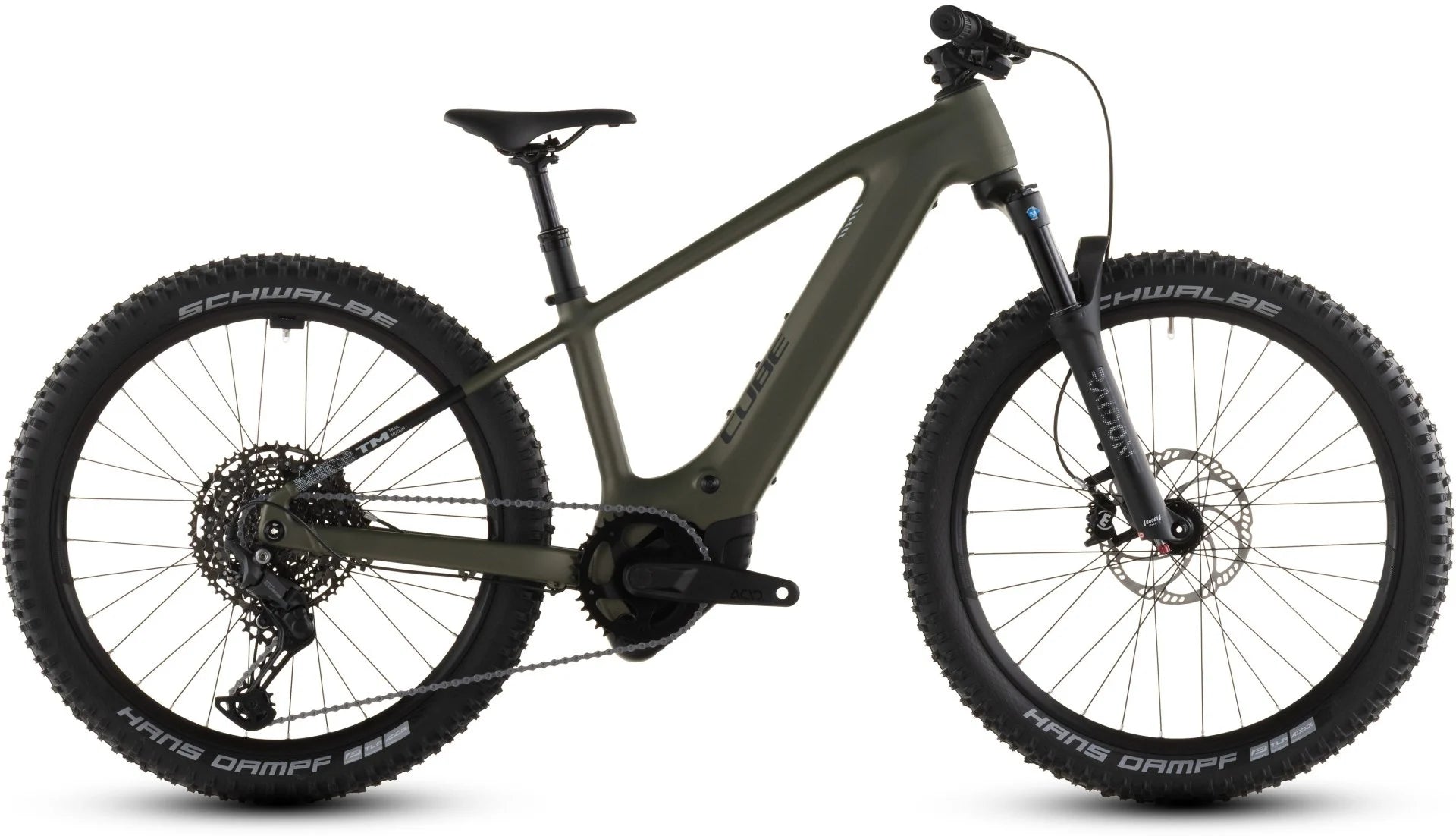 2026 Cube Acid 240 Hybrid Rookie SLX 400X Youth Electric Mountain Bike In Reed Green & Matrix