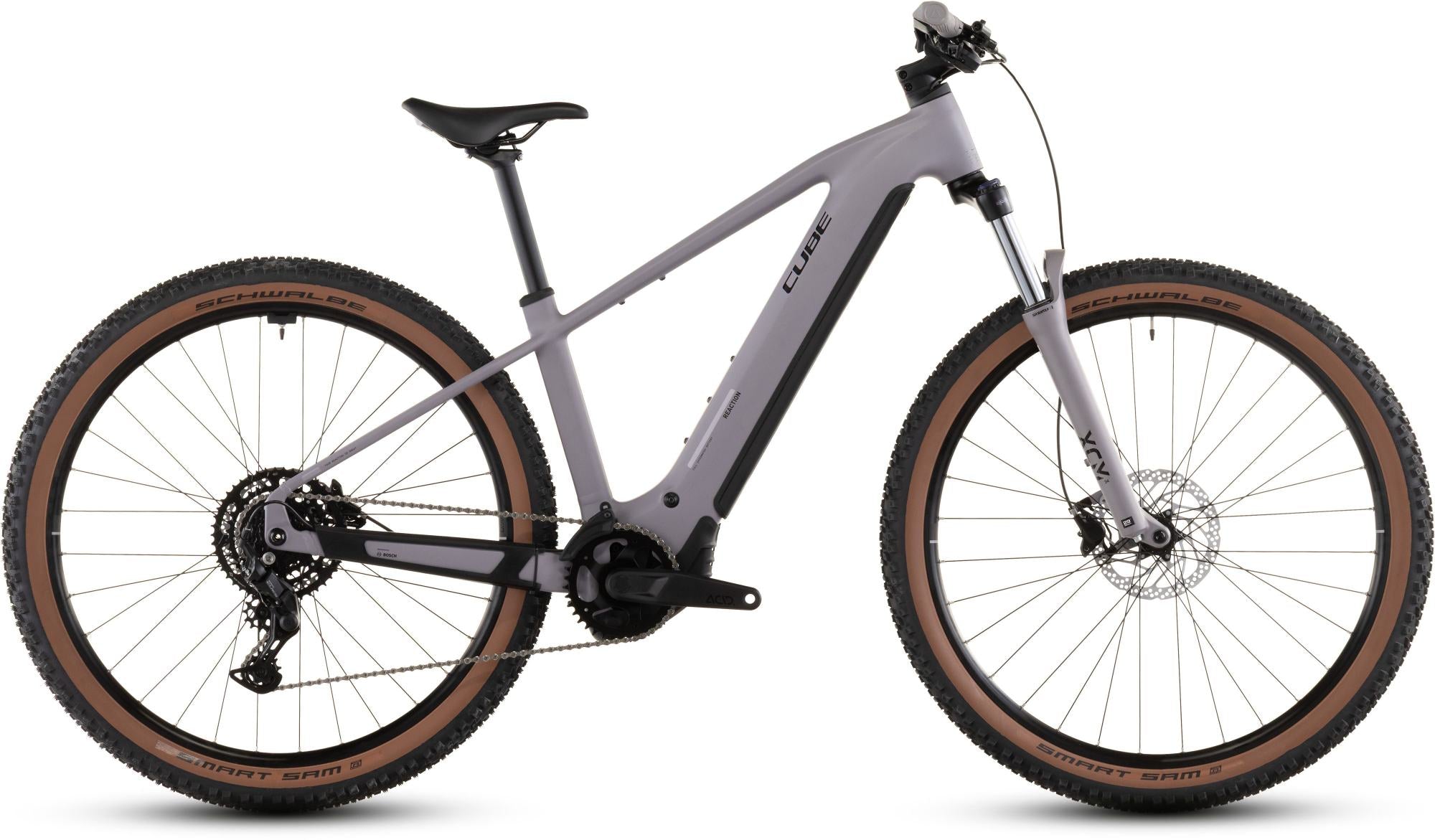 2026 Cube Reaction Hybrid Performance 600 Electric Hardtail Mountain Bike In Plum Grey & Black