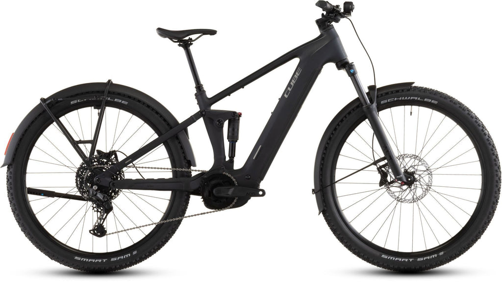 2026 Cube Stereo Hybrid ONE22 PRO 800 FE Electric Full Suspension Mountain Bike In Night & Chrome