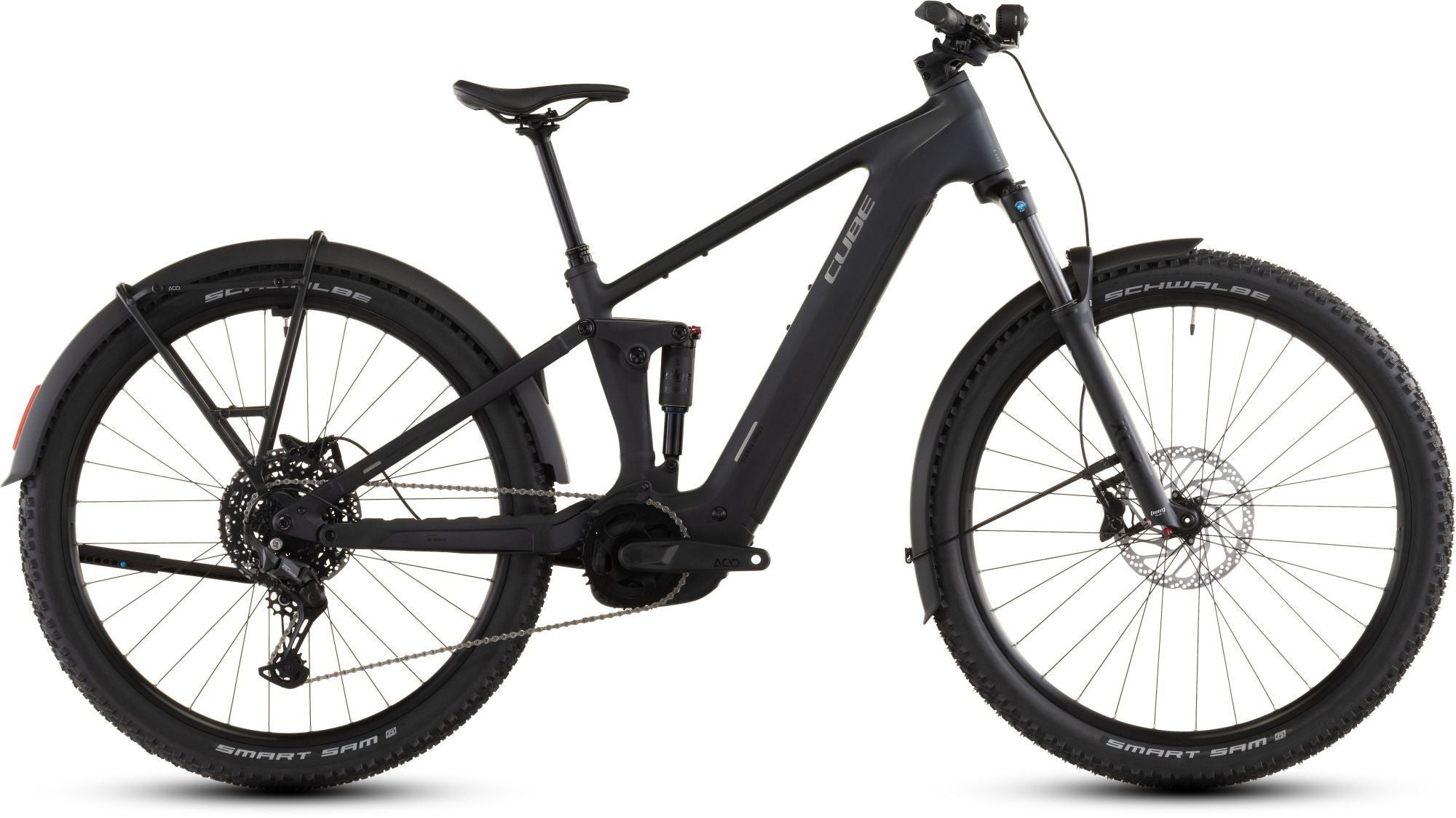 2026 Cube Stereo Hybrid ONE22 PRO 800 FE Electric Full Suspension Mountain Bike In Night & Chrome