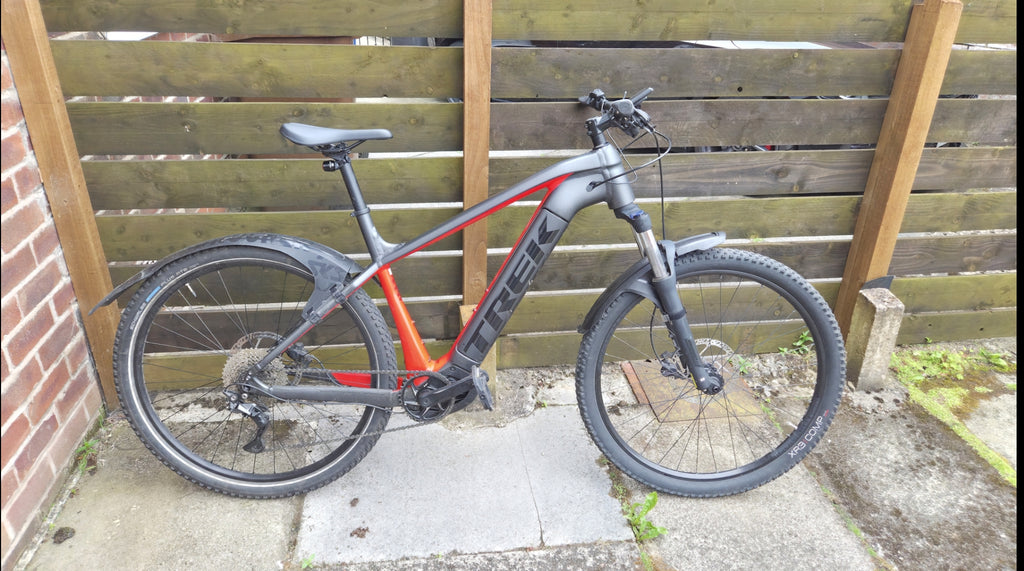 Pre-Owned 2023 Trek Powerfly 4 Electric Hardtail Mountain Bike In Black & Red X-Large Frame